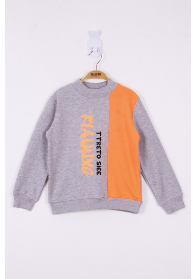 Toontoy Kids Toontoy Erkek Çocuk Garnili Sweatshirt Gri Melanj