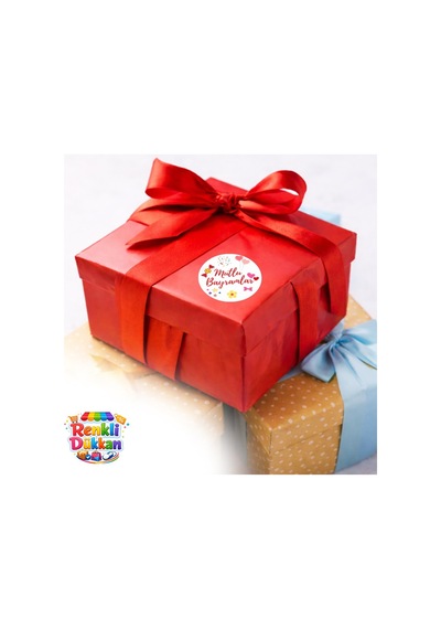 50 Li 55x55mm Yuvarlak Sticker Etiket Mutlu Bayramlar Diğer