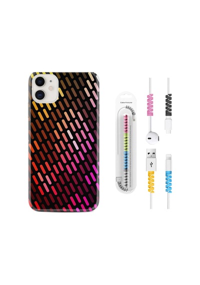 Apple Uyumlu iPhone 13 Mini Kılıf Kablo Koruyuculu Line Neon 2 1842