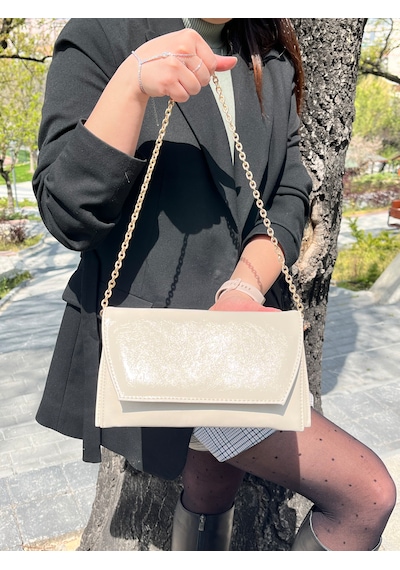 Butikolea Edge Mini Zincir Askılı Portföy Kadın Çantası Bej