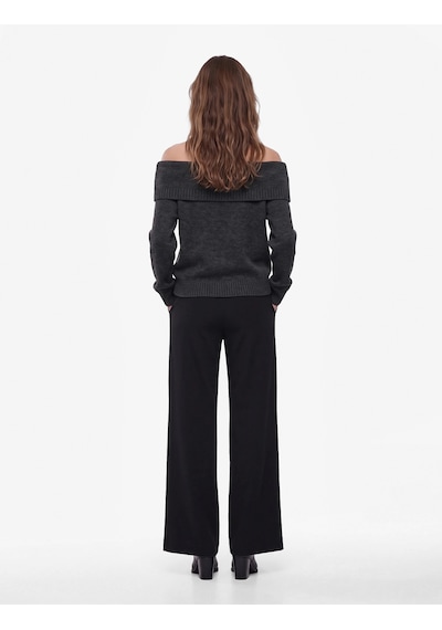 Koton Normal Bel Straight Fit Geniş Paça Kumaş Pantolon Siyah 7wak40130ek