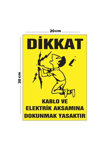 Metal Dikkat Kablo Ve Elektrik Aksamına Dokunmak 20cm X 30cm A4 Büyüklüğünde Uyarı Levhası Yönlendir