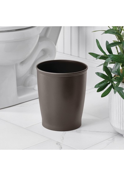 İdesign Küçük Yuvarlak Plastik Çöp Kovası, Kent Koleksiyonu, 2'li Set, 21x21x25 Cm, Bronz