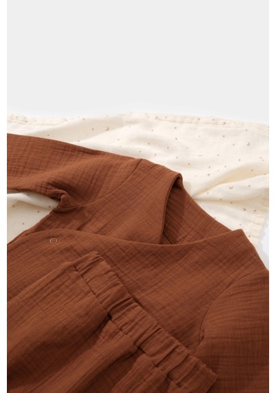 BabyCosy Organik Müslin Kruvaze Uzun Kollu Alt&üst Takım 001