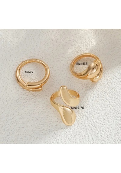Girift Vintage Ydora 3 Adet Gold Yüzük Seti Altın