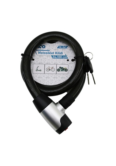 Bezos Anahtarlı Çelik Tel Bisiklet Ve Motosiklet Kilidi 24mm X 100cm Bzstk Çok Renkli