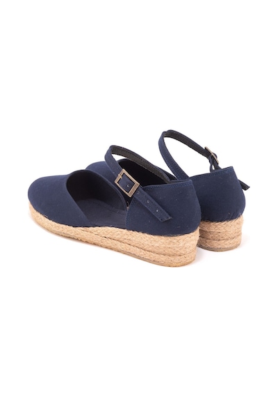 Star Tombis Gerçek Elişi Hasır 3cm Topuklu Bantlı Günlük Kız Çocuk Espadril Handmade Lacivert