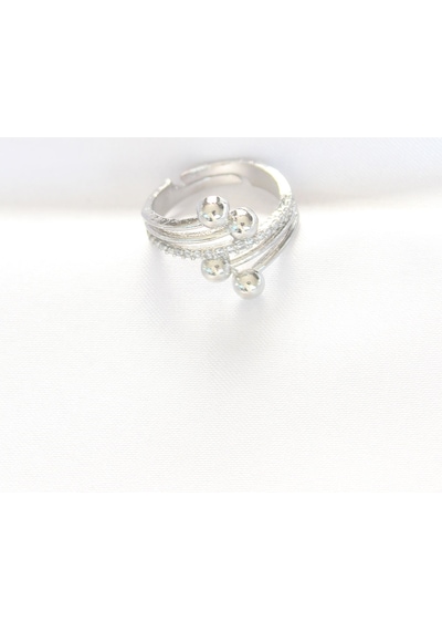 Topçuk Model Zirkon Taşlı Silver Renk Ayarlanabilir Yüzük - Tj-byk3137 Diğer