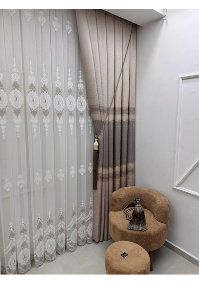 Nivemeshome Damla Ft614337 V-5202 Vizon 1/3 Sık Pileli Fon Perde Apm Vizon