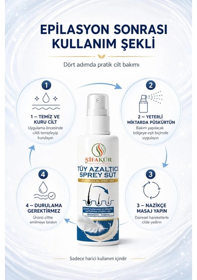 Şifakür Papain ve Aloe Vera İçerikli Epilasyon Sonrası Bakım Sütü Sprey 100 ML