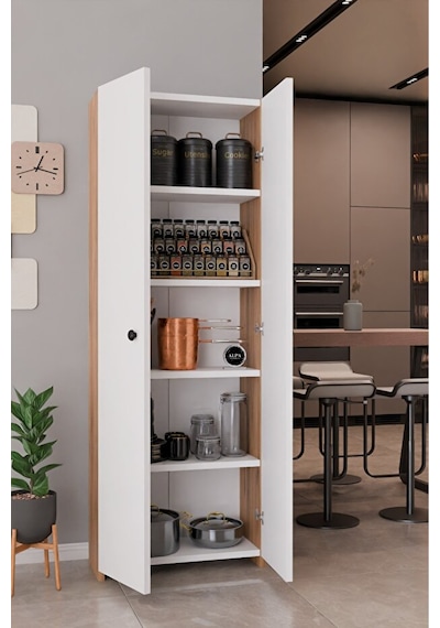 150 Cm 2 Kapaklı 5 Raflı Çok Amaçlı Mutfak Dolabı Kiler Düzenleyici Organizer Ve Erzak Dolabı Beyaz - Atlantik Çam 150 Cm 2 Kapaklı 5 Raflı Çok Amaçlı Mutfak Dolabı Kiler Düzenleyici Organizer Ve Erzak Dolabı Beyaz - Atlantik Çam