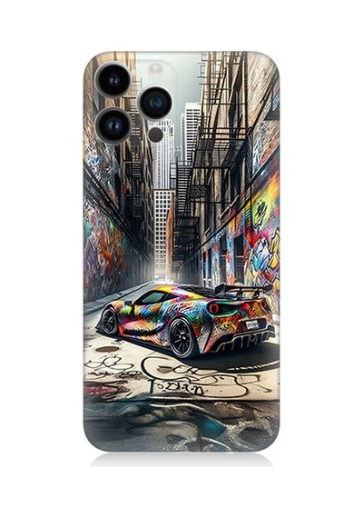 Apple Uyumlu iPhone 13 Pro Max Uyumlu Renkli Grafiti Desenli Silikon Kılıf -