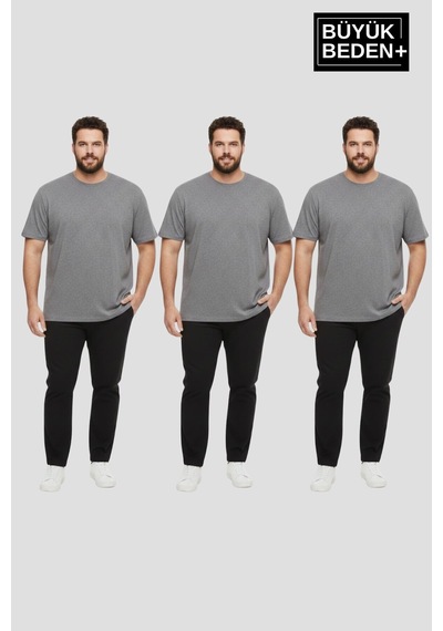 Superlife Büyük Beden Erkek Basic 3xl-6xl Bisiklet Yaka 3'lü Tişört Seti Spr26bts510+3 Gri Melanj Superlife Büyük Beden Erkek Basic 3xl-6xl Bisiklet Yaka 3'lü Tişört Seti Spr26bts510+3 Gri Melanj