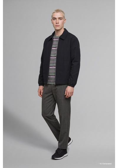 Defacto Boxy Fit Bisiklet Yaka Çizgili Sweatshirt H4882ax26aukh458 Haki-kh458