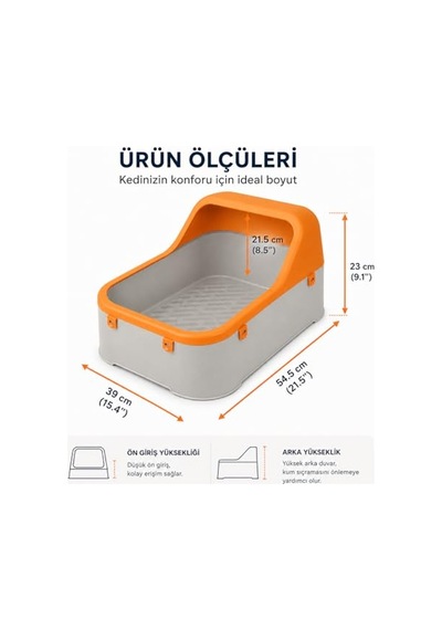 Orret Home Kedi Kumu Kabı Geniş Hacimli Kedi Tuvaleti Plastik Kedi Tuvalet Kabı Açık Kedi Kum Kabı Kolay Temizlenebilir Dayanıklı Tasarım Turuncu-gri Açık Bej Orret Home Kedi Kumu Kabı Geniş Hacimli Kedi Tuvaleti Plastik Kedi Tuvalet Kabı Açık Kedi Kum Kabı Kolay Temizlenebilir Dayanıklı Tasarım Turuncu-gri Açık Bej