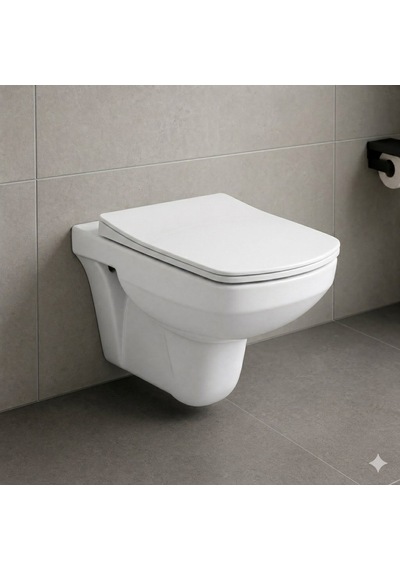 Quarter Bath Gideros Asma Klozet , Delikli,pp Kapak Dahil -2 Parça Set , Beyaz Qrs.36.01.03.01
