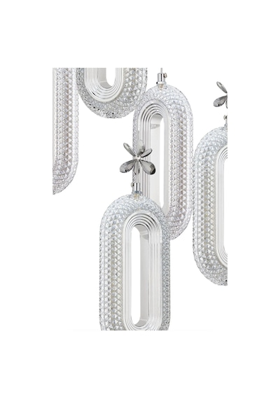 Led Alfa 5'li Gümüş 3 Renk Ledli Kristal Taşlı Modern Led Avize Krom
