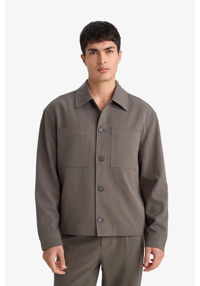 Defacto Slim Fit Dar Kesim Polo Yaka Astarlı Düğmeli Mont F7756ax26spkh148 Haki-kh148