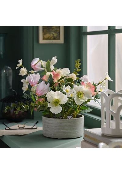 Ikea Fejka Saksılı Yapay Bitki, Pembe-beyaz, 15 Cm, İç-dış Mekan Aranjman