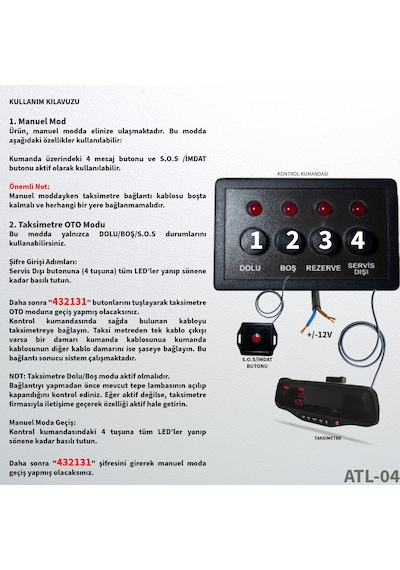 Taksi Levhası Yeni Nesil Çok Fonksiyonlu Atl-04