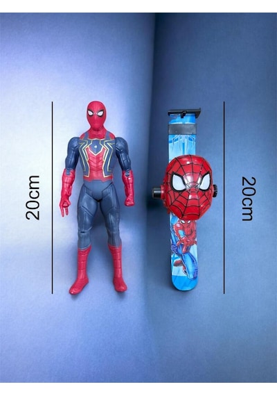 Marvel Spider-man Işıklı Figür Ve Projeksiyonlu Kol Saatli Oyuncak Seti 20 Cm Spider - Man