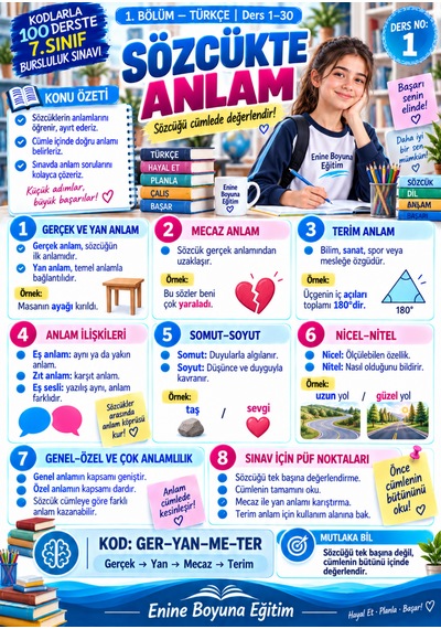 Kodlarla 100 Derste 7. Sınıf Bursluluk Sınavı Güncel Hazırlık Kitabı