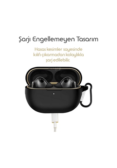 Huawei Freebuds Pro 4 İçin Kulaklık Kılıfı Darbelere Ve Çizilmeye Karşı Kasa Koruyucu Freebuds Pro 4 Kılıfı Tam Koruma Sağlayan Extra Kalın Yapılı Taşıma Askılı Freebuds Pro 4 Koruma Siyah