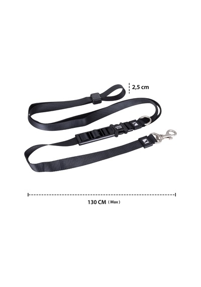 Swissplus Urban Paws Noir Black Hands-free Ayarlanabilir Köpek Kordonu 25mm Siyah