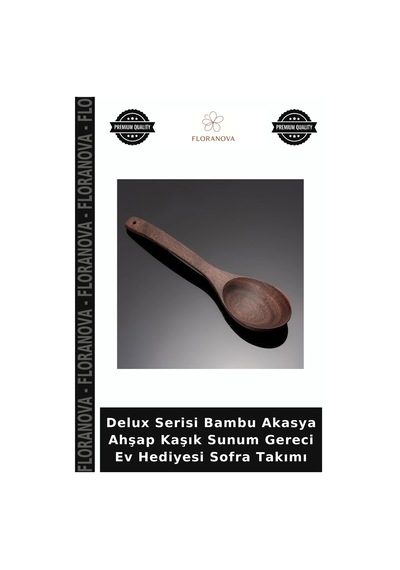 Delux Serisi Bambu Akasya Ahşap Kaşık Sunum Gereci Ev Hediyesi Sofra Takımı Çok Renkli