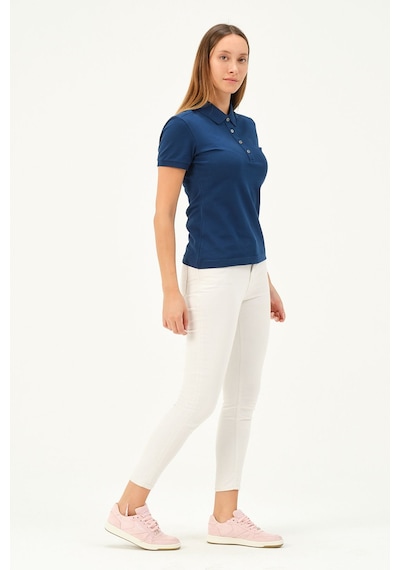 Msw Kadın Kısa Kollu Regular Fit Polo Yaka T-shirt Marin
