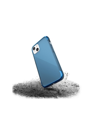 Apple Uyumlu iPhone 13 Kılıf Raptic Air Serisi Airbag Tasarımlı Metal Köşelikli Şeffaf Kapak Mavi