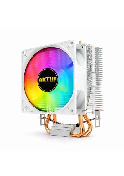Aktuf Ak2x Rainbow 2 Bakır Borulu 105 Tdp Amd/intel Kule Tipi Yüksek İşlemci Soğutucusu Beyaz İşlemci Soğutması