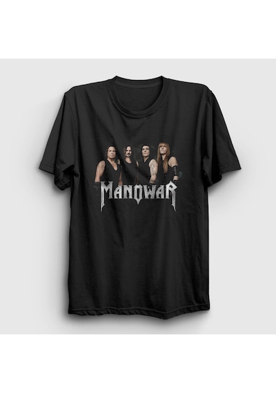 Presmono Unisex Band Manowar T-shirt Siyah