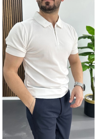 Erkek Polo Yaka Düz Tişört Beyaz Edw455 Beyaz