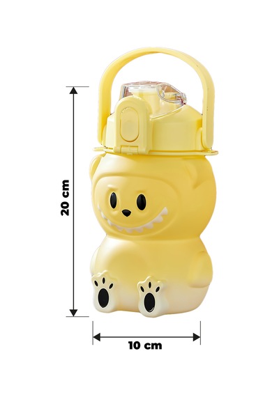Labubu Suluk - 1000 Ml Taşınabilir Kulplu, Pipetli, Bpa Sız, Kilitli Ve Sızdırmaz Kapak - Sarı Sarı
