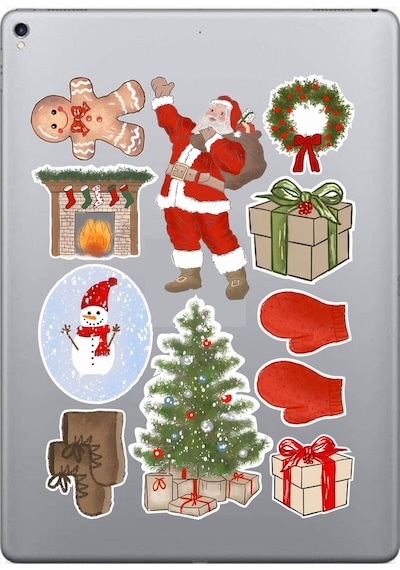 Noel Ve Yeni Yıl Temalı Sticker Seti, Çıkartma, Bullet Journal, Ajanda, Scrapbook, Etiket Diğer