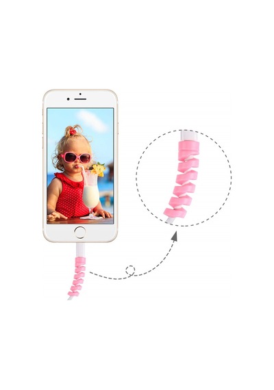 4'Lü Apple, Android Şaj Kablosu Koruyucu Silikon Spiral Yay Apara N11.24447