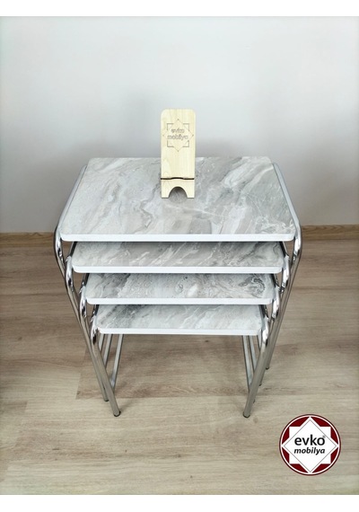 Evko Mobilya Buket Sehpa, 4'lü Zigon  Sehpa, Servis Sehpası, Iç Içe Geçen Sehpa, Ahşap Sehpa,  Dikdörtgen Sehpa