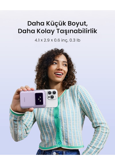 Ugreen Uno Magsafe Wireless 5.000 Mah 20w Hızlı Şarj Powerbank, Mor, 35606 Mor