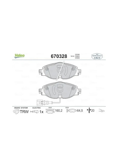 Vw Golf 7 On Fren Balatasi 1.6 Tdi 2013-2020 Valeo 670328