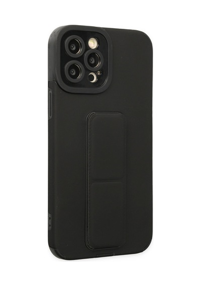 Apple iPhone Uyumlu  12 Pro Max Kılıf Mega Standlı Silikon -  Siyah