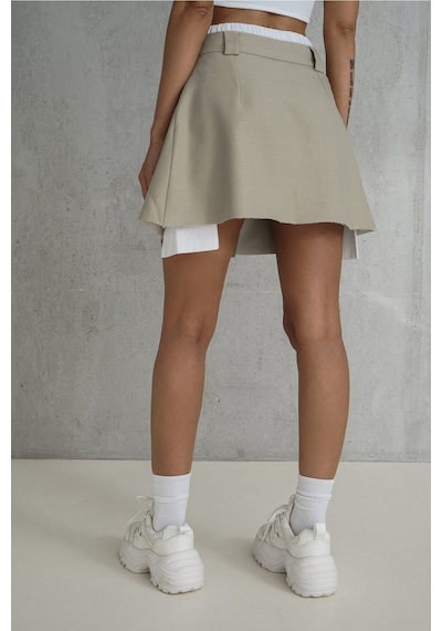 Mai Collection Mai Studios Co. Gabbie Boxer Detay Olive Green Mini Etek Bej