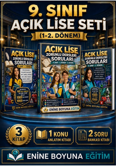 9. Sınıf Açık Lise Seti 1. Ve 2. Dönem Zorunlu Dersler 3 Kitap