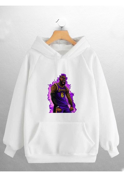 Macklin Unisex Kadın Erkek Lakrs Basket Baskılı Sweatshirt Beyaz Mck0808 Beyaz