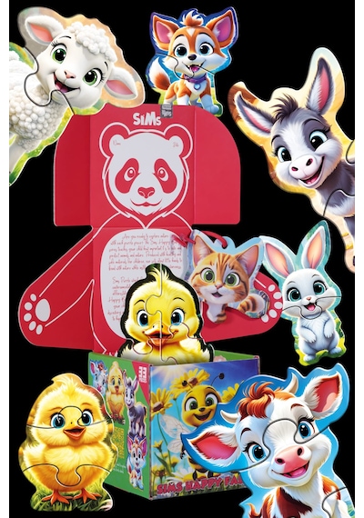 Sims Puzzle Bebekler İçin İlk Puzzle Yapboz Baby Çiftlik - 1 Yaş Üstü Montessori Eğitici Oyuncak