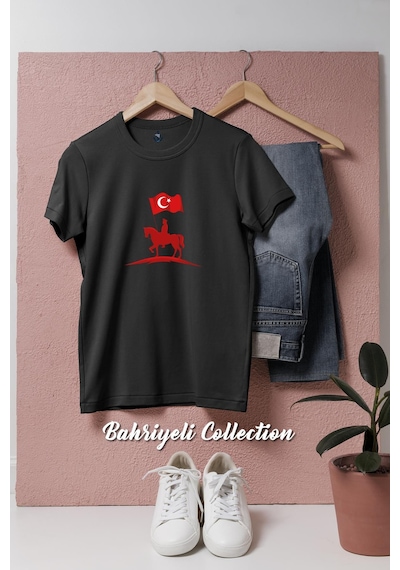 Oversize Kemal Atatürk Vektörel Tasarımlı Unisex T-shirt Siyah