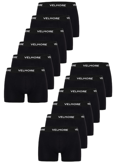 Velmore Erkek Boxer 12 Li Kutu Nefes Alan Pamuk Kumaş Sıkmayan Esnek Bel Lastikli S 5xl Siyah-beyaz