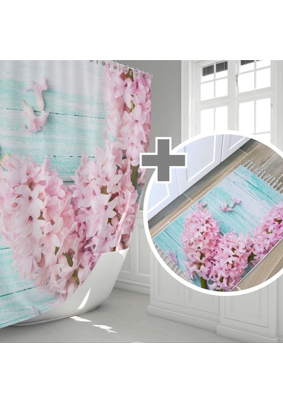 Zethome Lilac Banyo Paspas Ve Tek Kanat Duş Perdesi 1x180x200 Set Çok Renkli