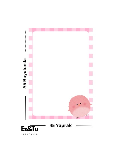 Pembe Civcivli A5 Not Defteri 45 Yaprak Cute Serisi Çok Renkli