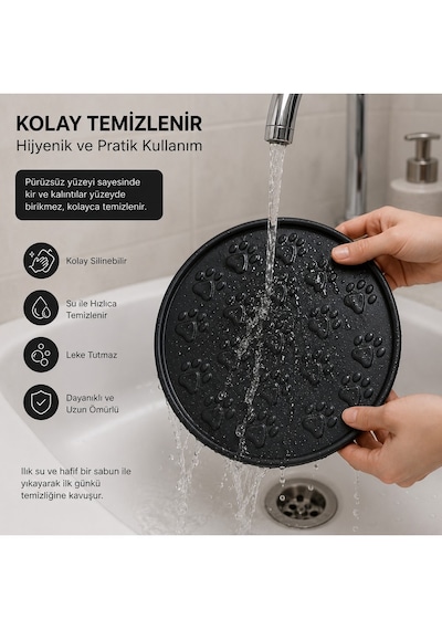 Kedi Köpek Mama Ve Su Kabı Altlığı 45x35 Cm Kaymaz Mama Matı Yıkanabilir Döküntü Önleyici